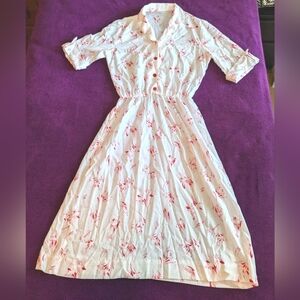 Vintage 60s Red Floral Summer Dress